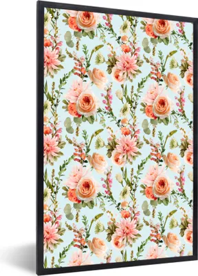 Produktbild von MuchoWow® MuchoWow® Gerahmtes Poster Blumen - Rosa - Rosen - Pastell 60x90 cm - Poster mit zchwarzem Bilderrahmen - Kunst