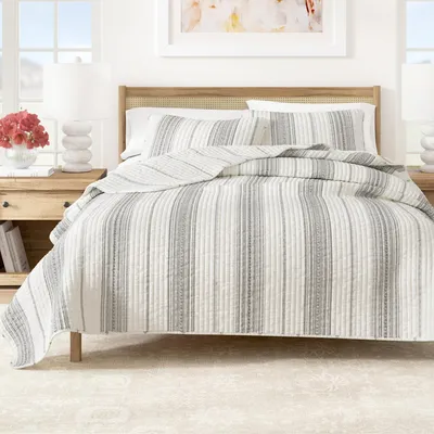 Productafbeelding van Solidchoice - All Season Reversible Duvet Cover Set - Grijs en Wit Gestreept
