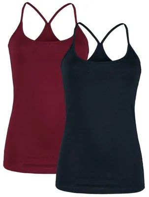 Produktbild von RED by EMP Damen schwarz-rote Tops im Doppelpack L