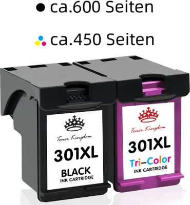 Produktbild von 2er Für HP 301 XL Drucker Patronen Tinte OfficeJet 2620 2622 4630 4632 4634 4636 (1 Schwarz, 1 Farbe)