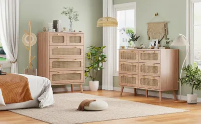 Immagine prodotto di Mobili per camera da letto - Comodino - 6 cassetti - Larghezza 100 cm - Legno - Da montare - Effetto legno