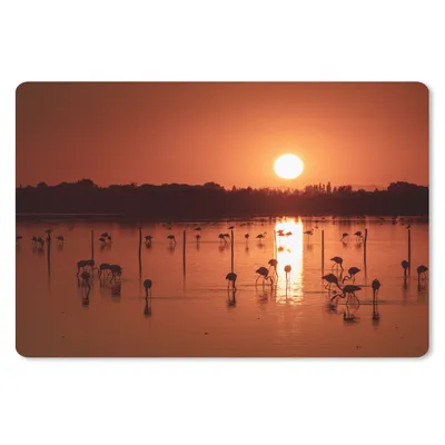 Produktbild von MuchoWow® Mauspad Mousepad Sonnenuntergang mit Flamingos in der Camargue 27x18 cm - Mousepads - Maus Mat - Pad - Mausunterlage - Büroartikel - Desk Matten