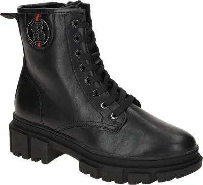 A studio shot of a black boot.