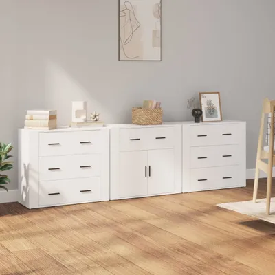 Obrázek produktu pro vidaXL Příborníky 3 ks. Bílý výrobek ze dřeva