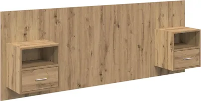 Image de vidaXL Tête de lit avec rangement, 3 pièces, bois composite imitation chêne artisanal