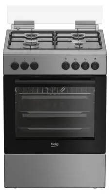 A freestanding electric gas hob cooker with an oven below, shown from the front.