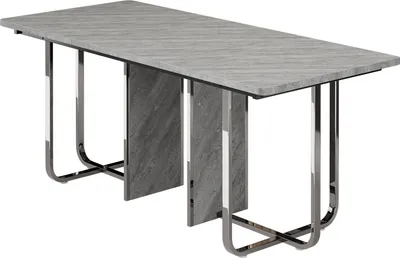 Obrázek produktu pro okwish Jídelní stůl 180×80×75 cm, moderní kuchyňský stůl, obdélníkový jídelní stůl pro 6 osob, moderní jednoduchý jídelní stůl, Šedý + Stříbrný
