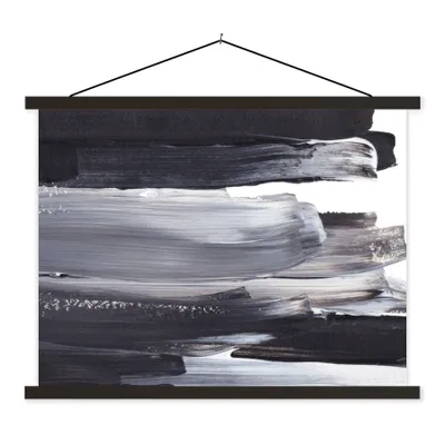 Produktbild von MuchoWow® Textilposter Farbe - Schwarz - Design 120x90 cm mit schwarzem Rahmen - Aufhänger für Poster