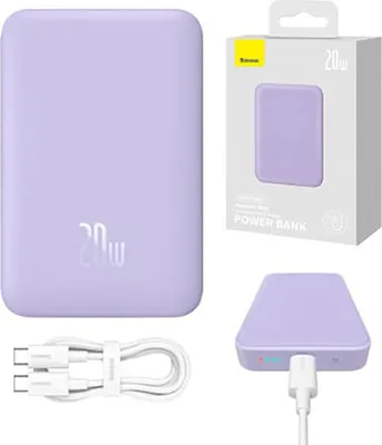 Produktbild von Baseus Magnetische Powerbank 10000mAh 20W Violett