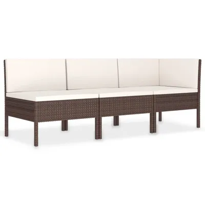Immagine prodotto di vidaXL Set da giardino 3 pezzi con cuscini in polyrattan marrone