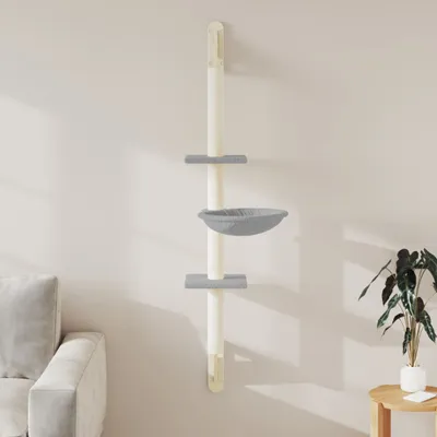 Produktbild von Möbel Kratzbaum mit Kratzsäule Wandmontage Hellgrau 142,5 cm - Kratzbäume 172396