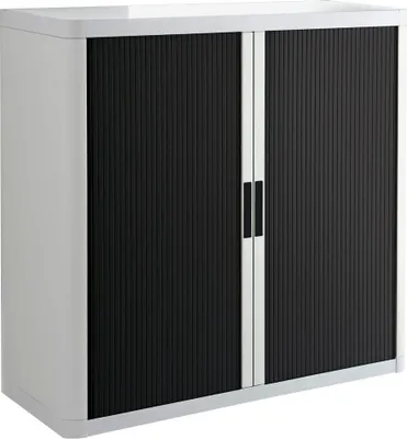 Produktbild von PAPERFLOW Rollladenschrank weiß, schwarz ohne Fachböden 110,0 x 41,5 x 104,0 cm