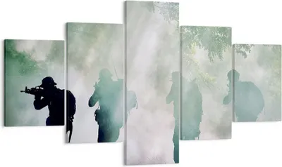 Produktbild von Bild auf Leinwand - Leinwandbild - Soldat Gewehr - 125x70cm - Wand Bild - Wanddeko - Wandbilder - Leinwanddruck - Bilder - Kunstdruck - Wanddekoration - Leinwand bilder - Wandkunst - EA125x70-3976