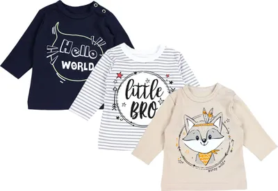 Produktbild von TupTam Uni Baby Langarmshirt mit Spruch Aufdruck 3er Set, Farbe: Junge 2, Größe: 86
