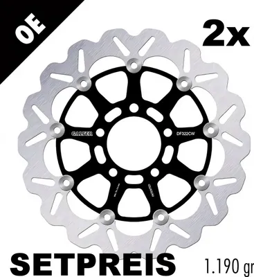 Zdjęcie produktu dla Zestaw tarcz hamulcowych Galfer 2x DF322CW WAVE® pływający przód 300x5mm do Suzuki GSX-R 600 - 1000 ccm rok 2003 - 2005
