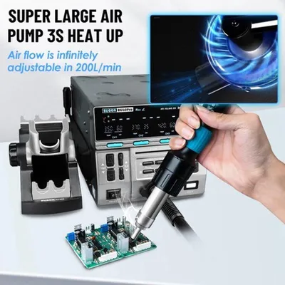 Imagen del producto de Estación de retrabajo con calentadores de aire - 1300W de potencia - Pantalla digital - Para reparación de chips