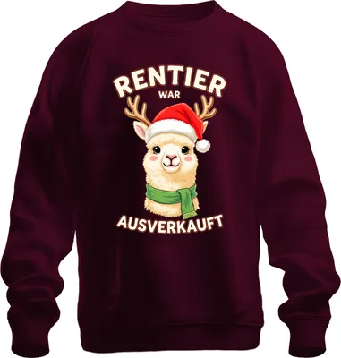 Produktbild von Rentier war t Alpaka Weihnachten lustig Geschenk Uni Sweatshirt Pullover, Burgundy, XXL