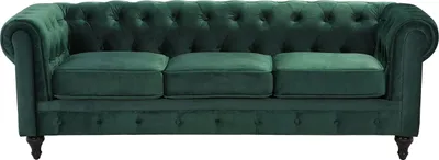 Produktbild von BELIANI Sofa Dunkelgrün Samtstoff 3-Sitzer Chesterfield Stil Glamourös Wohnzimmer