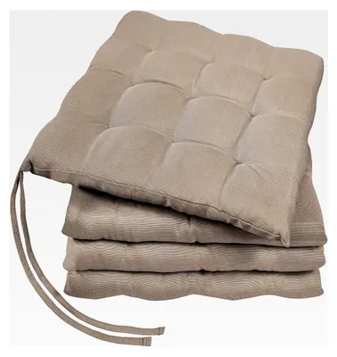 Produktbild von 4er-Set Sitzkissen für Stühle, geeignet für Innen- und Außenbereich, 40x40cm, weich gefüllt, Sand/Beige