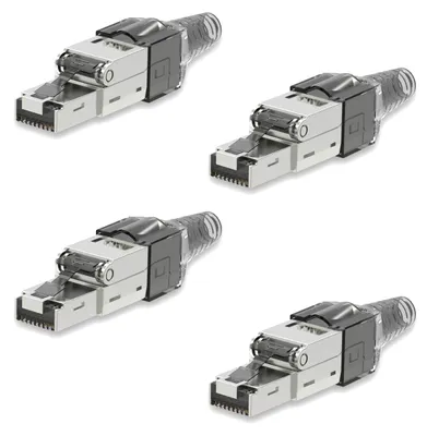 Produktbild von Netzwerkstecker CAT7 RJ45 4 Netzwerk Stecker geschirmt Werkzeuglos Zugentlastung