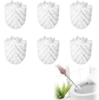 Image de Tête de brosse de remplacement pour toilettes - Plastique - Ø 8 cm - Lot de 6, couleur blanche