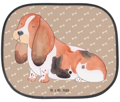 Produktbild von Mr. & Mrs. Panda Auto Sonnenblende Hund Basset Hound - Hundeglück - Geschenk, Sprüche, Sonnenschutz Seitenscheibe, Fenster, für, Süß