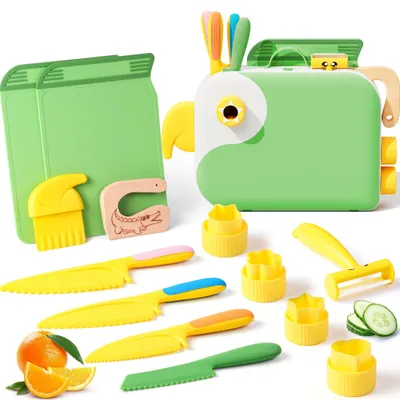 Image de Ensemble de cuisine pour enfants - Couteaux de cuisine sûrs avec boîte de rangement, pour une expérience de cuisine authentique
