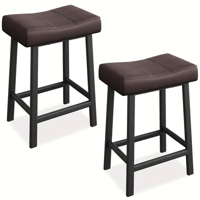 Immagine prodotto di Sgabelli da bar – Set da 2 – Altezza da bancone – Schienale ergonomico – Poggiapiedi – Bianco e nero