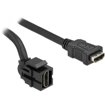 Produktbild von Delock Keystone Modul HDMI Buchse 250° > HDMI Buchse mit Kabel schwarz