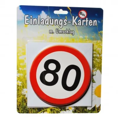 Produktbild von 1 Set Einladungskarten mit Umschlag zum 80. Geburtstag
