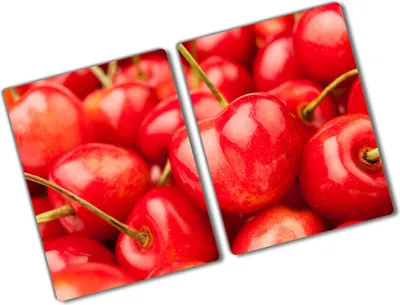 Produktbild von Tulup Glas Herdabdeckplatte - 2x40x52 cm - Glaskeramikkochfeld-Abdeckung Spritzschutz Glasabdeckplatte Kochplattenabdeckung und Schneidebrett - Zweiteilig - Essen & Getränke - Kirsche - Rot