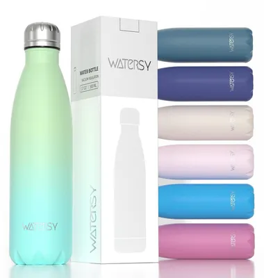 Immagine prodotto di Borraccia in acciaio inossidabile, 500 ml, senza BPA, adatta sia per bevande calde che fredde, a tenuta stagna, a doppia parete, colore verde