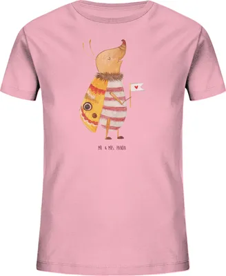 Produktbild von Mr. & Mrs. Panda Organic Kinder T-Shirt Nachtfalter Fähnchen 7-8 Jahre (122/128) - Baumwolle Pink - Geschenk, Mädchen, Lustige Sprüche, Teenager, Süß, Spruch Witzig, Bio