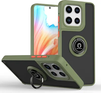Produktbild von Hülle für Motorola Moto G Stylus 5G 2025 Matte Transluzent TPU Stoßfest Schutzhülle mit Ring Halter Ständer Grün