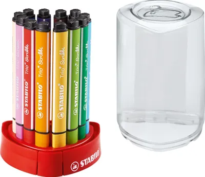 Produktbild von Gefederter Dreikant-Filzstift - STABILO Trio Scribbi - 12er Tischset - mit 12 verschiedenen Farben