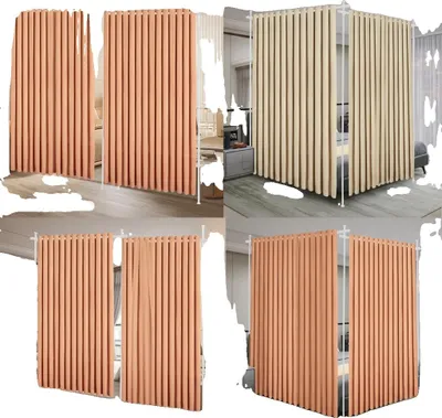 Produktbild von Trennvorhangstange, verstellbare Höhe 1,52-3,81 m, Gesamtlänge 3,658 m, Tragfähigkeit 25-40 kg, Länge der Horizontalstange 1,22-1,83 m, freistehender Montagetyp