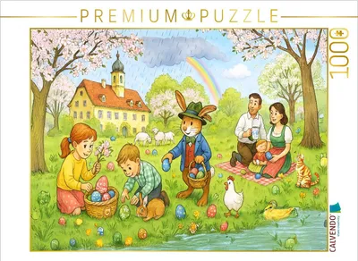 Produktbild von CALVENDO Puzzle Bayerisches Osterwunder im Wimmelbild | 1000 Teile Lege-Größe 64x48cm Foto-Puzzle für glückliche Stunden