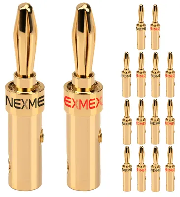Produktbild von Bananenstecker 4mm schraubbar vergoldet 16x NEXMEX Stecker für Lautsprecherkabel