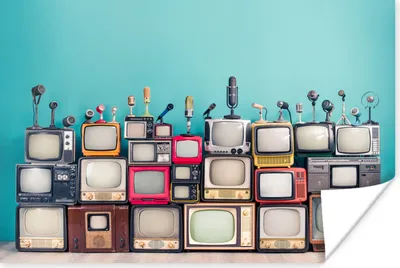Produktbild von MuchoWow® Poster Fernsehen - Mikrofon - Vintage 90x60 cm - Schlafzimmer