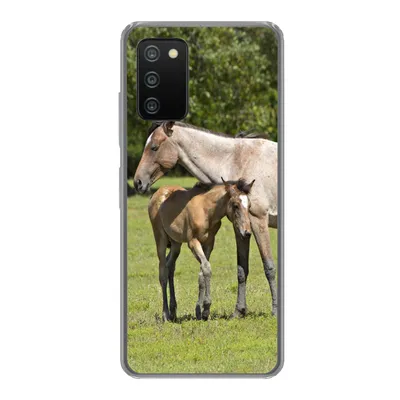 Produktbild von MuchoWow® Handyhülle Schutzhülle Hülle für Samsung Galaxy A03s Pferde - Gras - Schatten Silikon Softcase Handy Hülle - Schutz