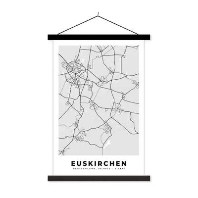 Produktbild von MuchoWow® Textilposter Euskirichen - Stadtplan - Karte - Deutschland 120x180 cm mit schwarzem Rahmen - Fotos