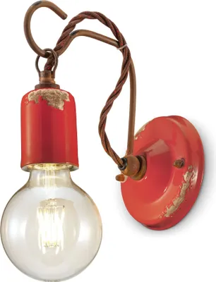 Produktbild von Wandlampe Metall 18 cm hoch Rot Shabby Antik E27 Vintage Wandleuchte