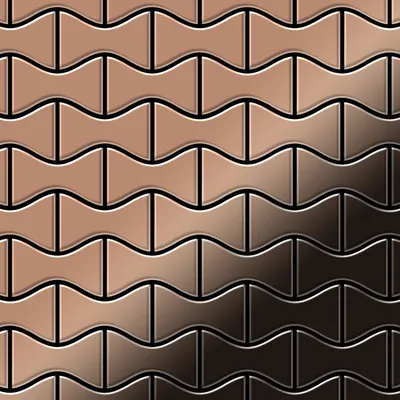 Produktbild von Mosaik Fliese massiv Metall Titan hochglänzend kupfer 1,6mm stark Kismet-Ti-AM