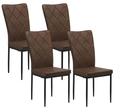 Zdjęcie produktu dla Krzesła - Krzesła do jadalni - Zestaw 4 krzeseł do jadalni, obite skórą - Ergonomiczne - Metalowe nogi - Wysokie oparcie