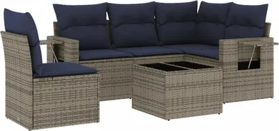 Zdjęcie produktu dla vidaXL 6-częściowa sofa ogrodowa z poduszkami, szara, z polirattanu