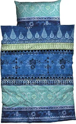 Produktbild von Traumschlaf Satin Bettwäsche Indi blau türkis 135x200 cm + 80x80 cm