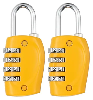 Produktbild von Zahlenschloss Vorhängeschloss 4-stellig Zinklegierung Gelb 30x68mm 2 Stück