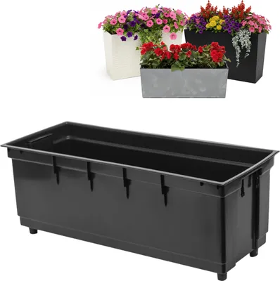 Produktbild von Einsatz für Pflatztopf Blumentopfeinsatz Rechteck, auswechselbar, langlebig, 56x18x19 cm, schwarz, 17 L, für Blumentöpfe 56x19 cm H 36,5 und 19,5 cm - Hydroregulation für Pflanzen, Entwässerung