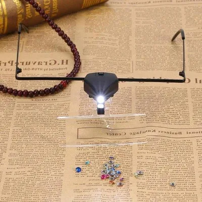 Image de Loupe avec bandeau LED - Loupe éclairée pour extension de cils - Lecture, travaux manuels, bijouterie, couture, réparation - 1,5X 2,5X 3,5X