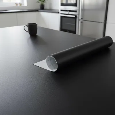 Produktbild von Schwarze Granit-Klebefolie, Meterware – Selbstklebende Beschichtung für Küchen, Möbel und Badezimmer – 60 cm x 50 m